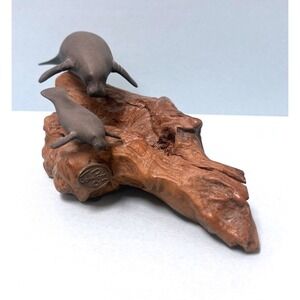 Manatee And Calf Resin Home Collectible Sea Cows John Perry Drift Wood Sculpture